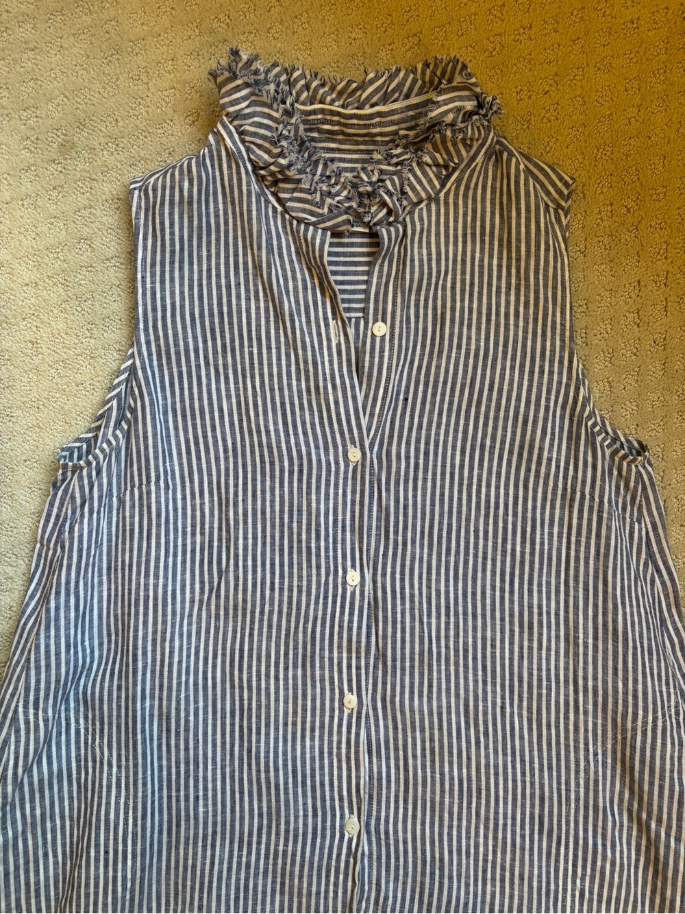 Sara Campbell Blue and White Striped Sleeveless Button-Front Dress - Picture 2 of 4